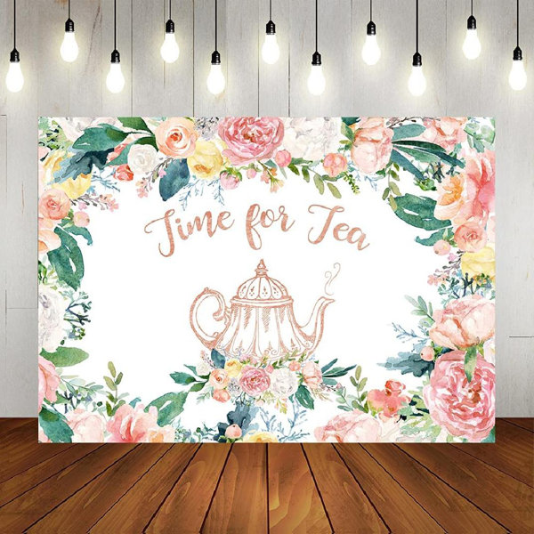 ChangzanInvest Floral Tea Party Backdrop Let''s Par Tea Happy Birthday